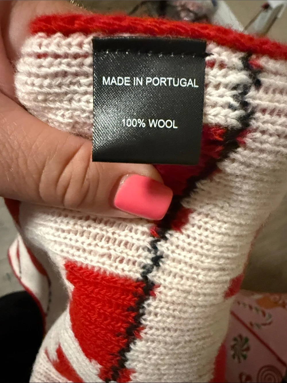 Warm & Wonderful Red Knit Scarf with Sheep Motif nwt Rare